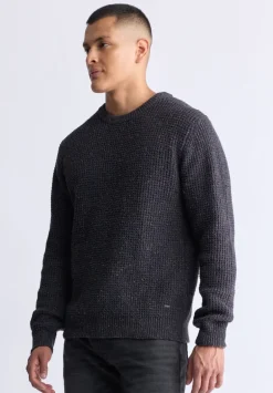Wonder Men’s Long Sleeve Speckled Knit Sweater, Brown - BM24464