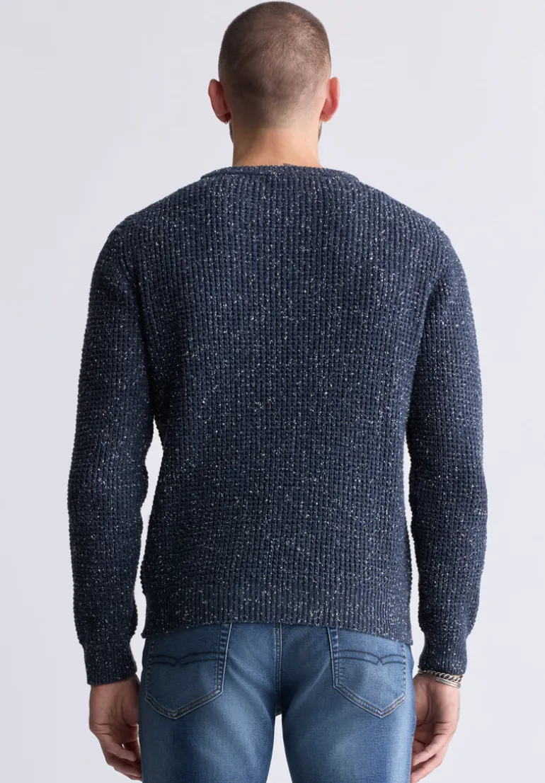 Wonder Men’s Long Sleeve Speckled Knit Sweater, Navy - BM24464