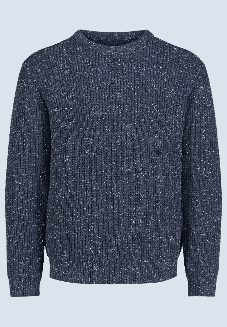 Wonder Men’s Long Sleeve Speckled Knit Sweater, Navy - BM24464