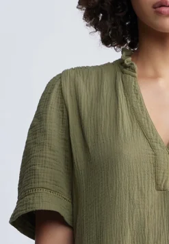 Zinnia Women's Ruffled Dress in Olive Green - WD0033P