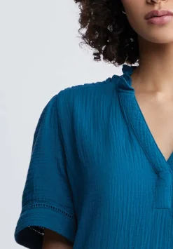 Zinnia Women's Ruffled Dress in Teal Blue - WD0033P