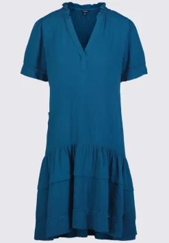 Zinnia Women's Ruffled Dress in Teal Blue - WD0033P