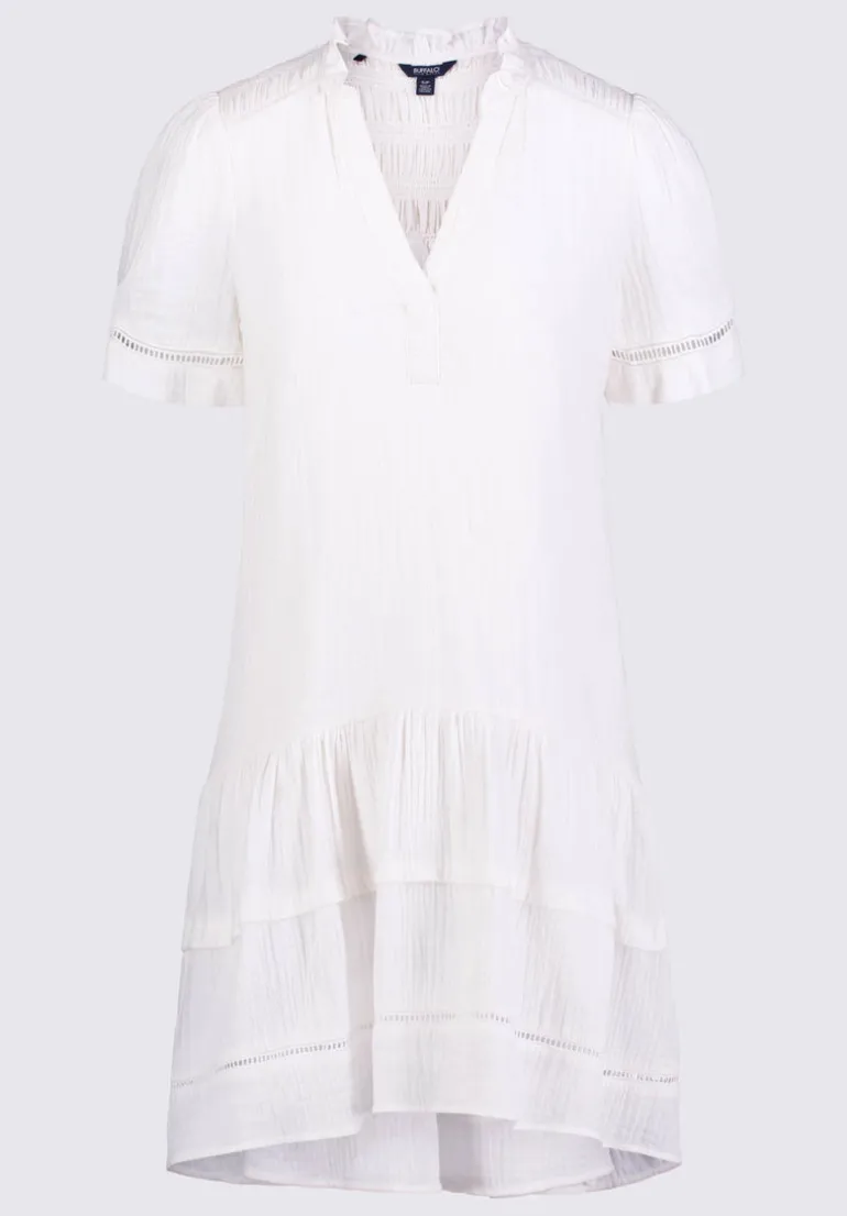 Zinnia Women's Ruffled Dress in White - WD0049P