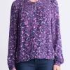 Zosia Women's Floral Print Smocked Blouse, Purple - WT0130H