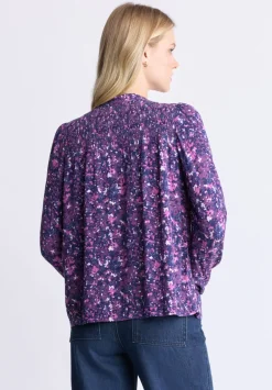 Zosia Women's Floral Print Smocked Blouse, Purple - WT0130H
