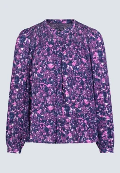Zosia Women's Floral Print Smocked Blouse, Purple - WT0130H
