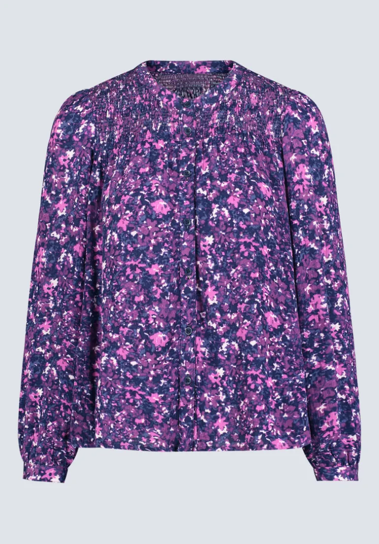 Zosia Women's Floral Print Smocked Blouse, Purple - WT0130H